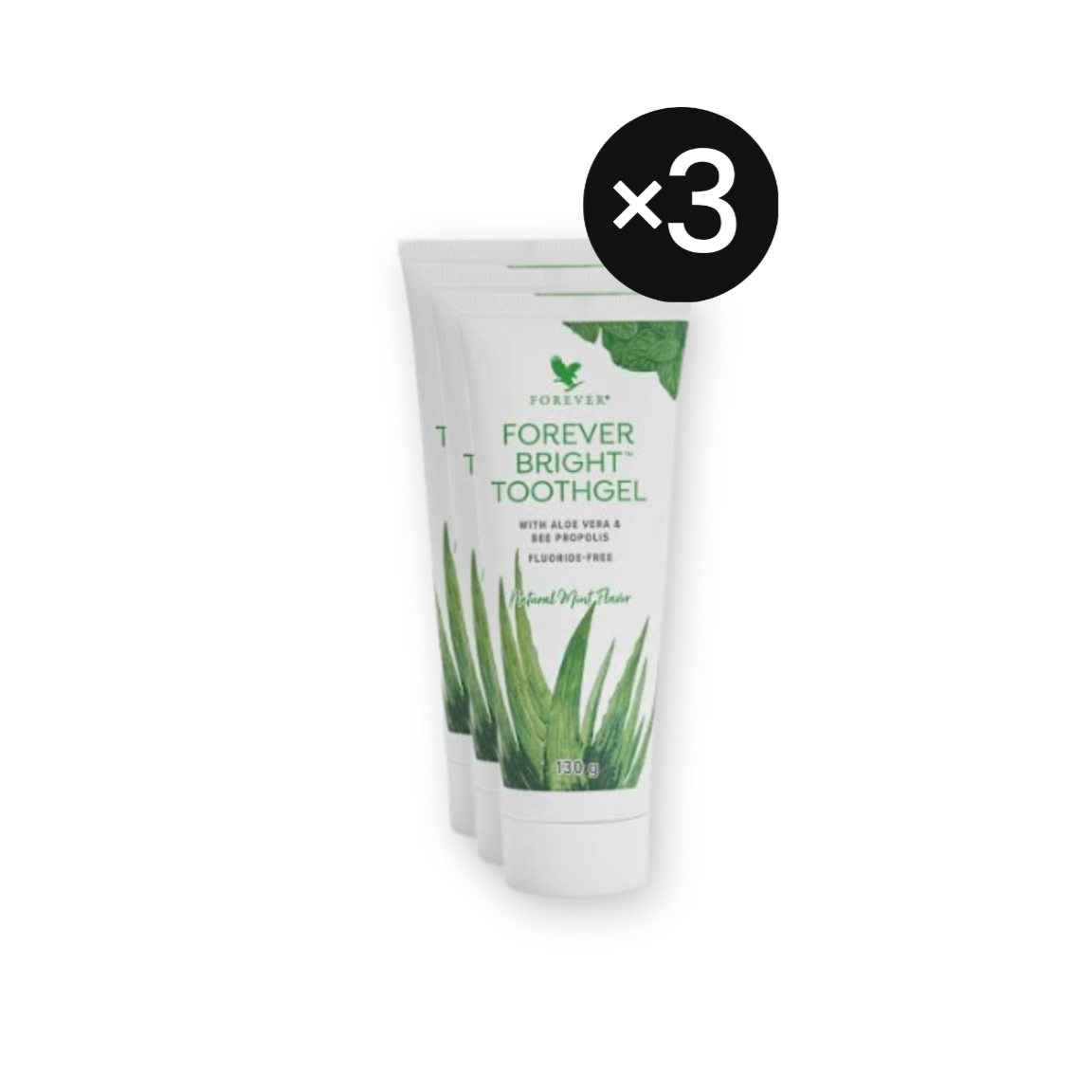 Forever Bright Toothgel grüne Tube Zahnpasta ohne Fluorid mit Propolis für empfindliches Zahnfleisch 3er Set