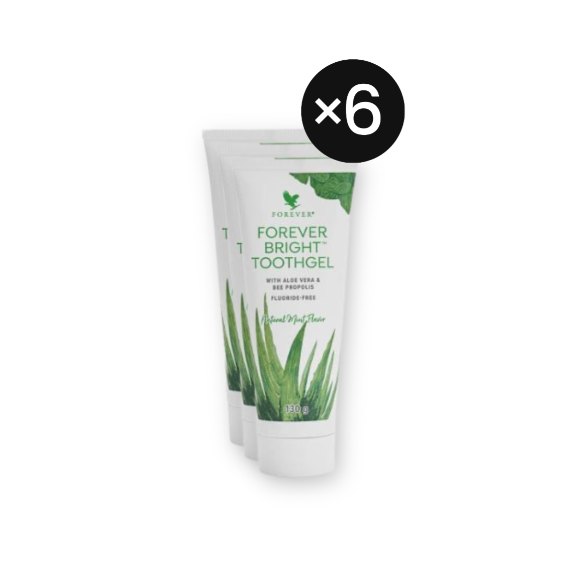 Forever Bright Toothgel grüne Tube Zahnpasta ohne Fluorid mit Propolis für empfindliches Zahnfleisch 6er Set