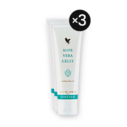 Forever Aloe Vera Gelly transparente Tube reines Aloe Gel bei Sonnenbrand und Insektenstichen 3er Set