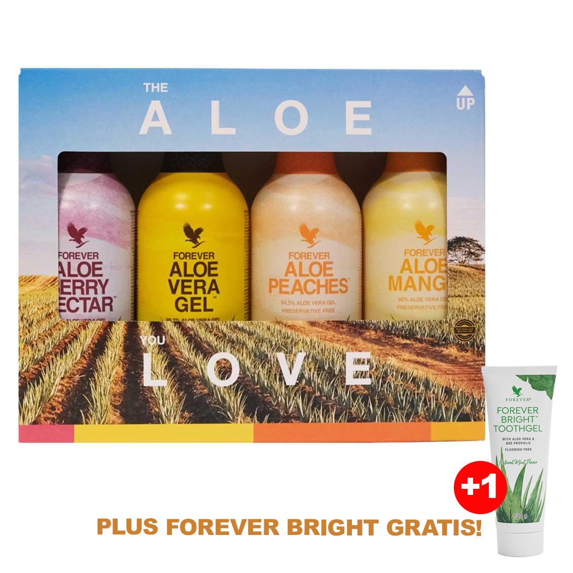 Forever Aloe Vera Gel™ Mix - 4er Pack (inkl. Forever Bright Zahnpasta GRATIS!)