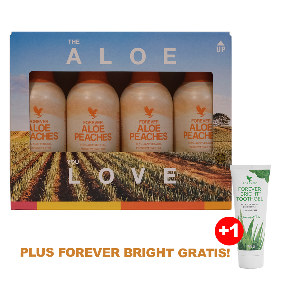 Forever Aloe Peaches™ - 4er Pack (inkl. Forever Bright Zahnpasta GRATIS!)
