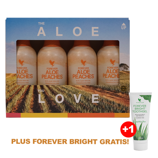 Forever Aloe Peaches™ - 4er Pack (inkl. Forever Bright Zahnpasta GRATIS!)