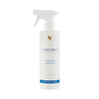 Forever Aloe First Spray weiße Sprühflasche mit Aloe Vera und Kräutern für Haut und Haare