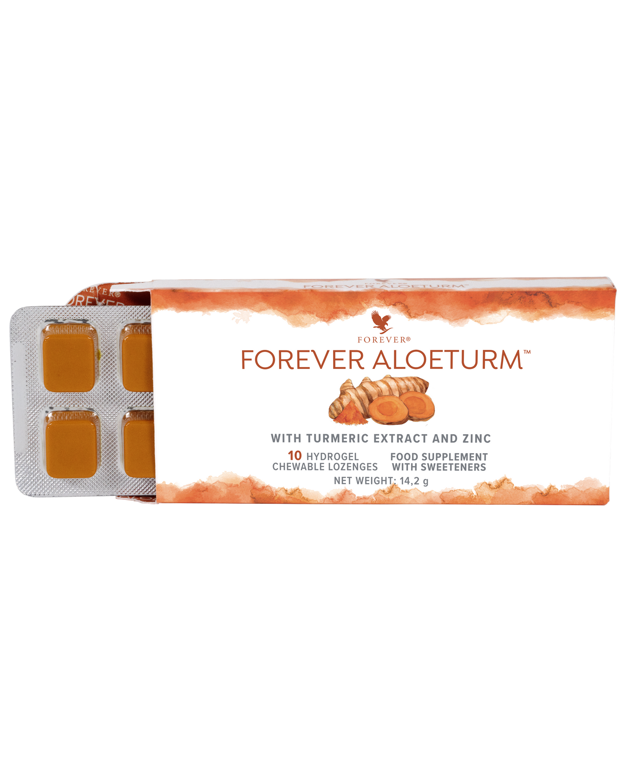 Forever AloeTurm Blister mit Kurkuma und Zink Lutschpastillen für das Immunsystem