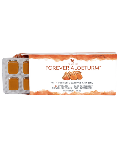 Forever AloeTurm Blister mit Kurkuma und Zink Lutschpastillen für das Immunsystem