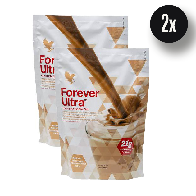 Forever Ultra Chocolate Shake Beutel mit Schokogeschmack Eiweißpulver als Mahlzeitersatz 2er Set
