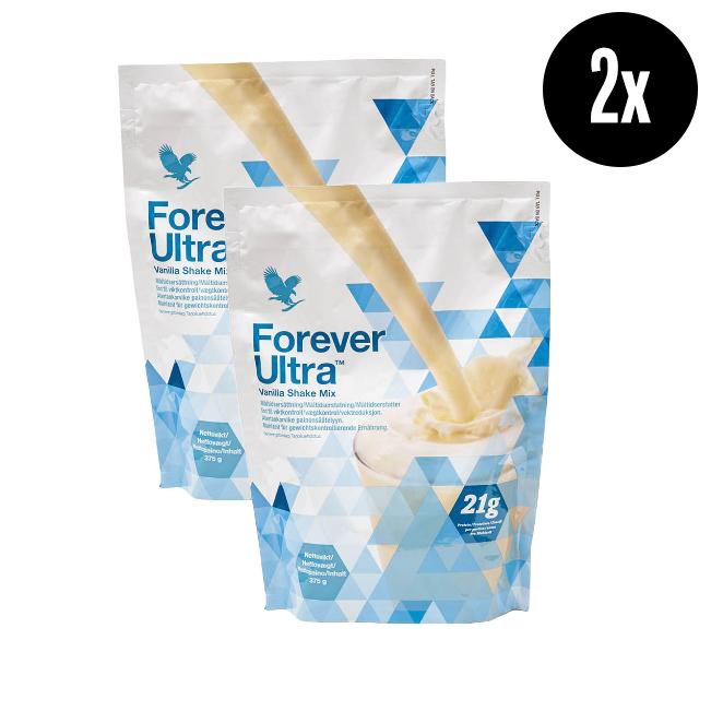 Forever Ultra Vanilla Shake Beutel mit Vanilleblüte Eiweißpulver als Mahlzeitersatz 2er Set